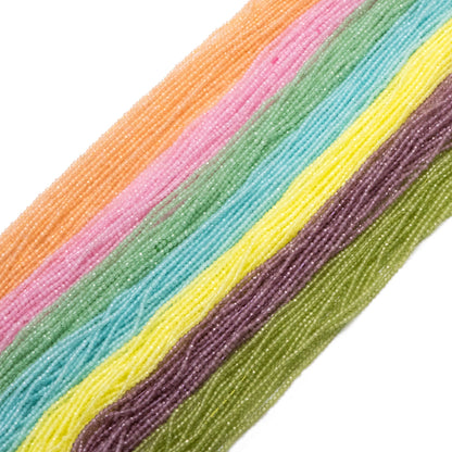 2mm-2.5mm faceted Colorful Micro Cat Eye Glass Beads, Small Faced beads, Bracelet Necklace DIY, Full 15 Inch Strands (TR-012)