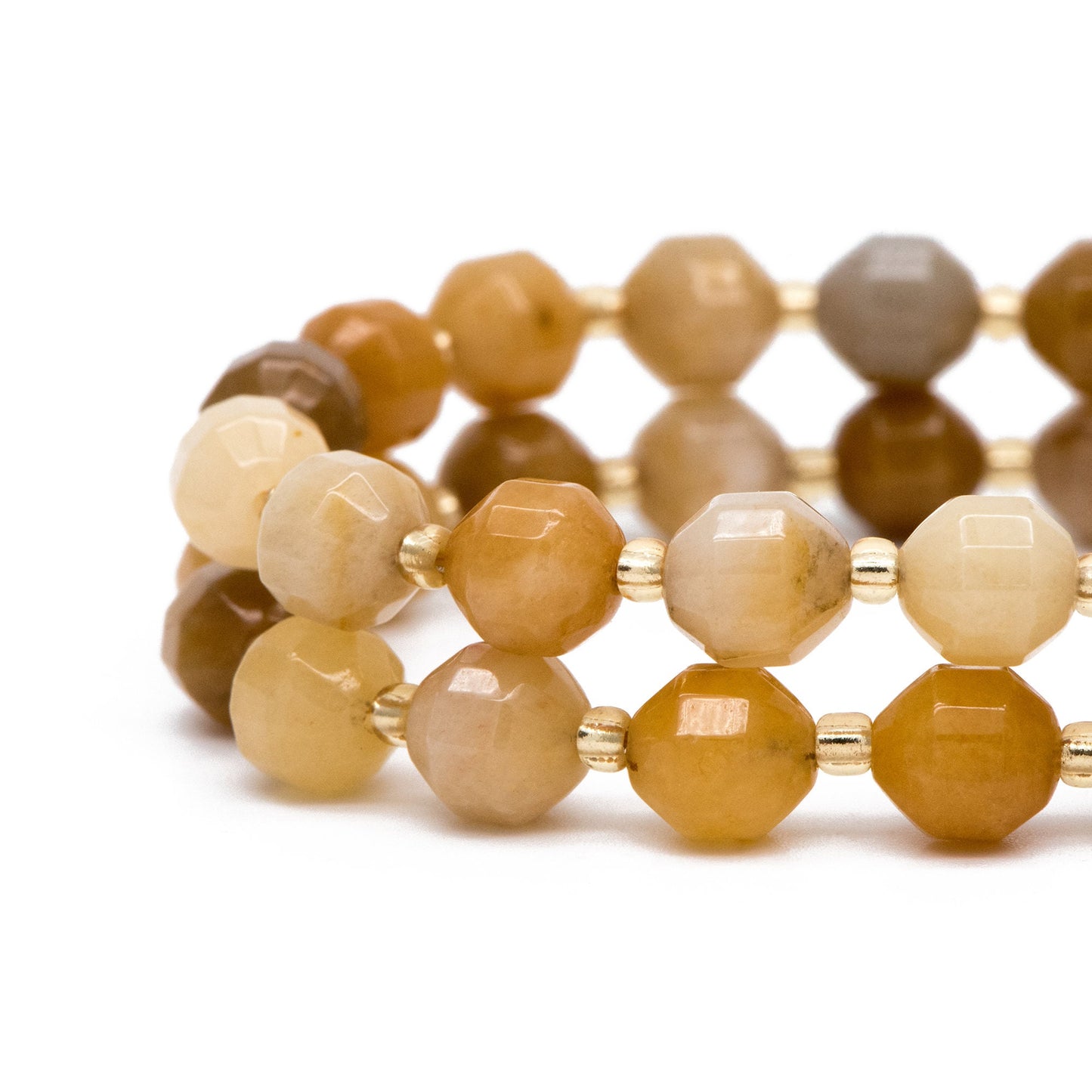 8mm Natural Yellow Jade Beads, Yellow stone beads, Faceted Energy Prism Cut Gemstone Beads, Full 14.5 inch strands (TR-033)