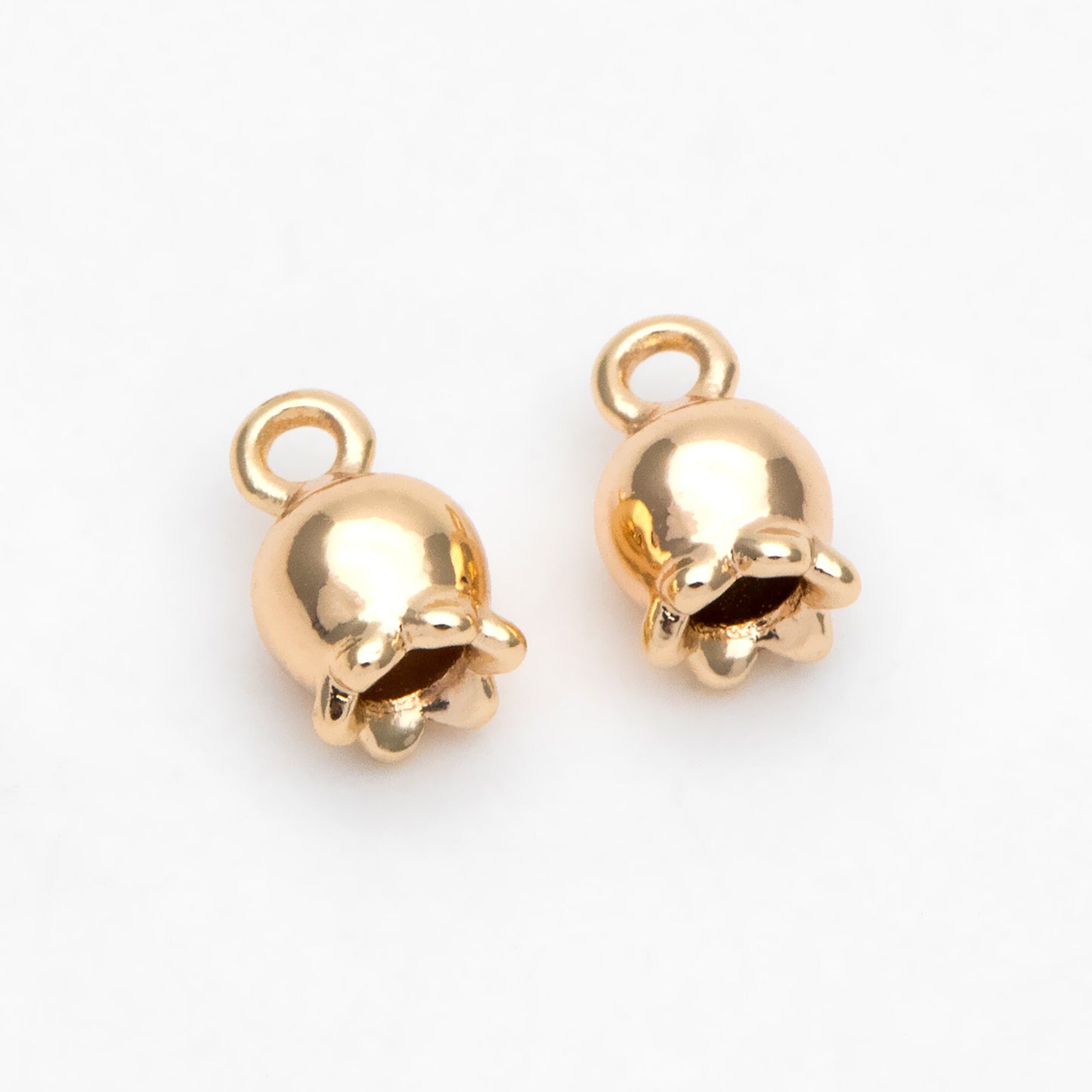 10pcs Tiny Flower Charm, Real Gold plated Brass, Flower Bud Charms (GB-3799-4)