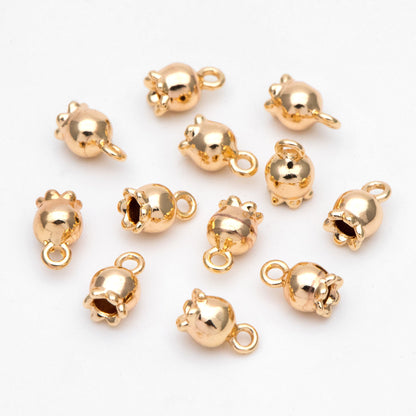 10pcs Tiny Flower Charm, Real Gold plated Brass, Flower Bud Charms (GB-3799-4)