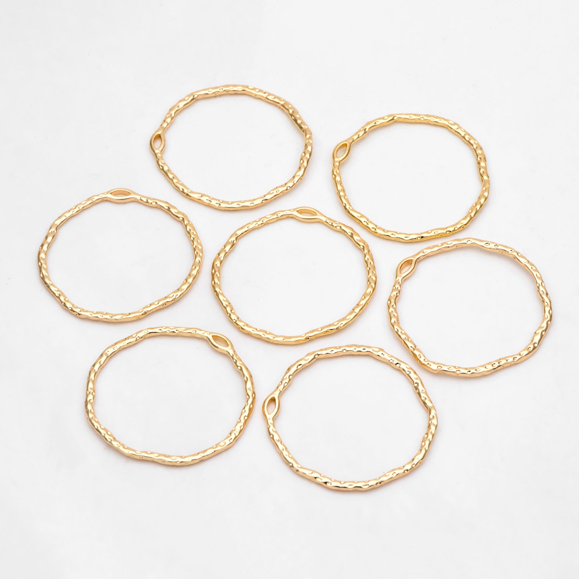 10pcs Gold Irregular Hoop Charms, 18K Gold plated Brass, Geometric Circle Pendants 32x30mm (GB-2750-F)