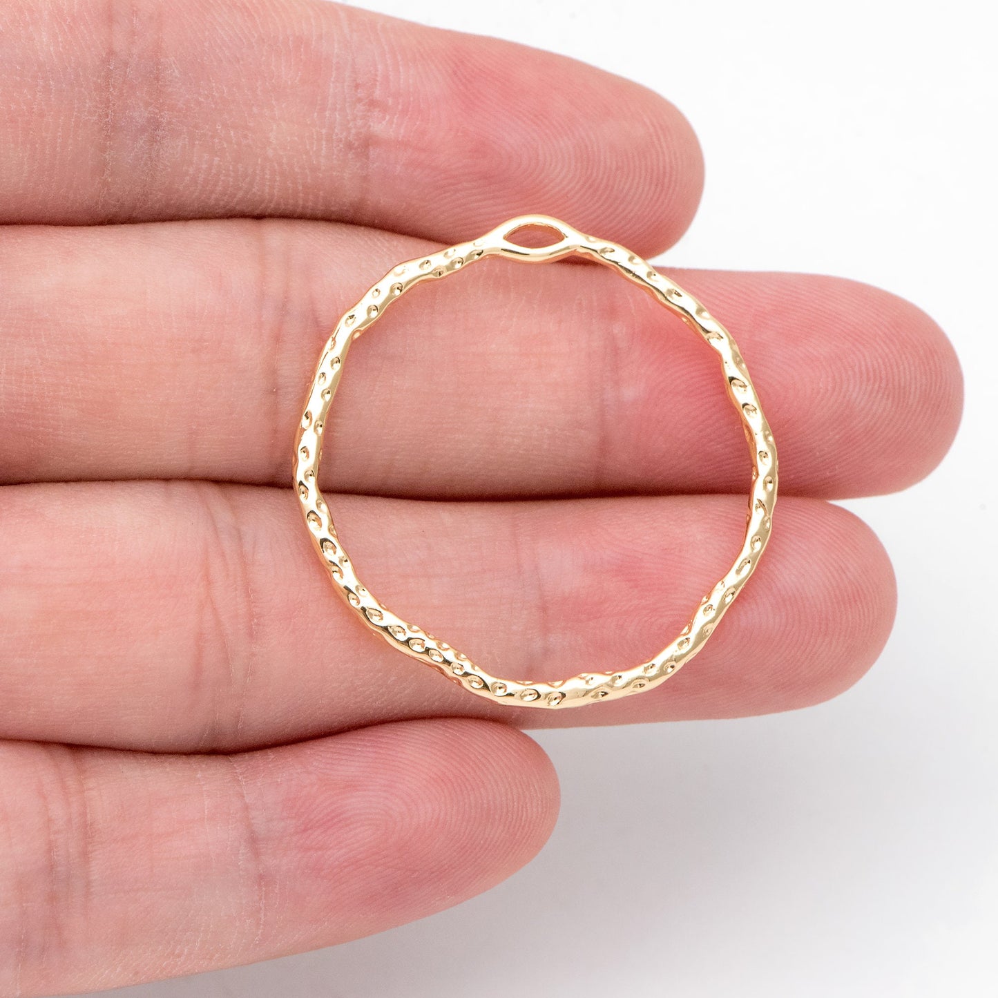 10pcs Gold Irregular Hoop Charms, 18K Gold plated Brass, Geometric Circle Pendants 32x30mm (GB-2750-F)