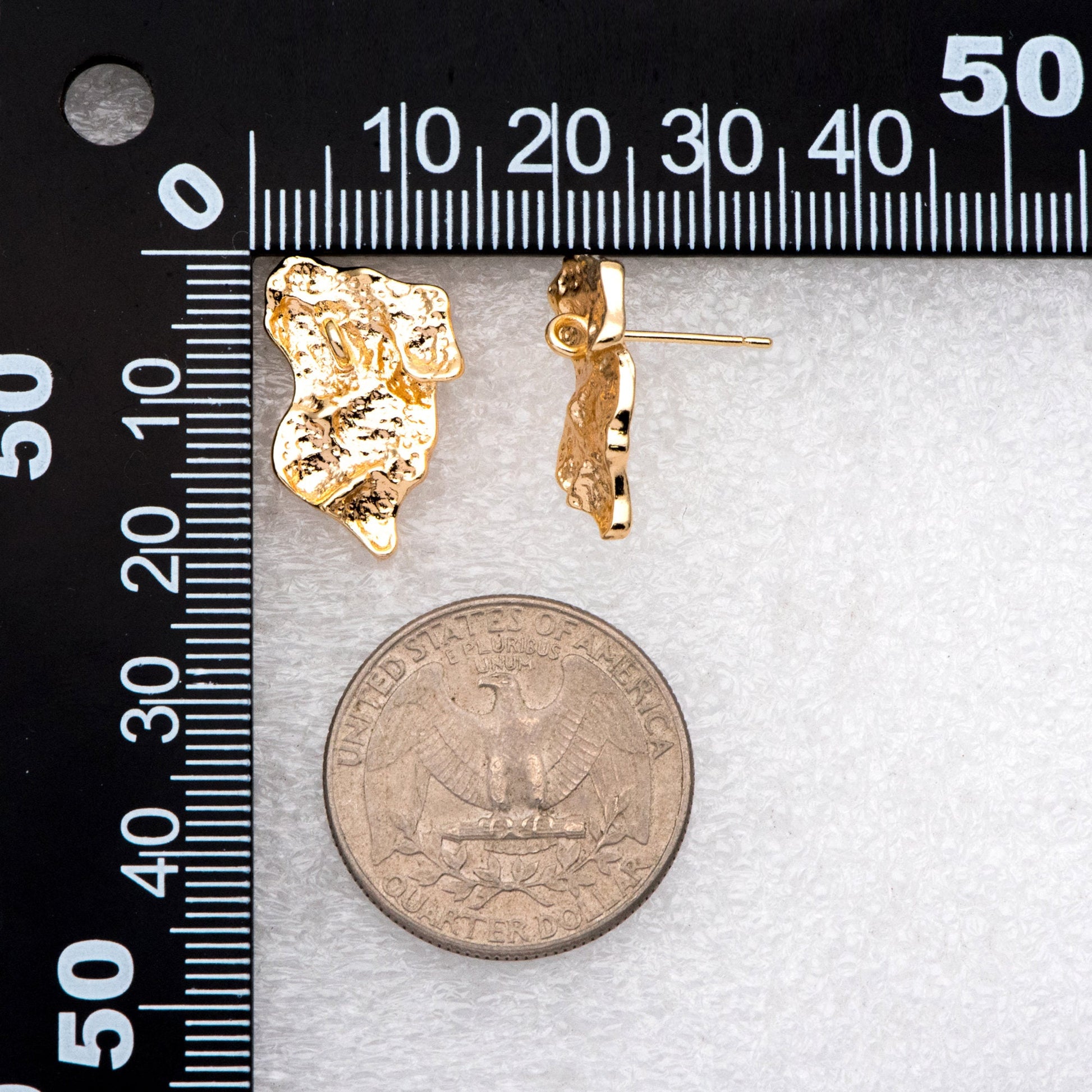 10pcs 18K Gold Plated Hammered Ear Posts: Irregular Stud Components (GB-3165)