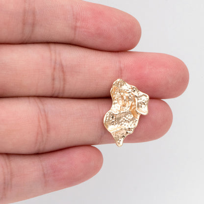 10pcs 18K Gold Plated Hammered Ear Posts: Irregular Stud Components (GB-3165)