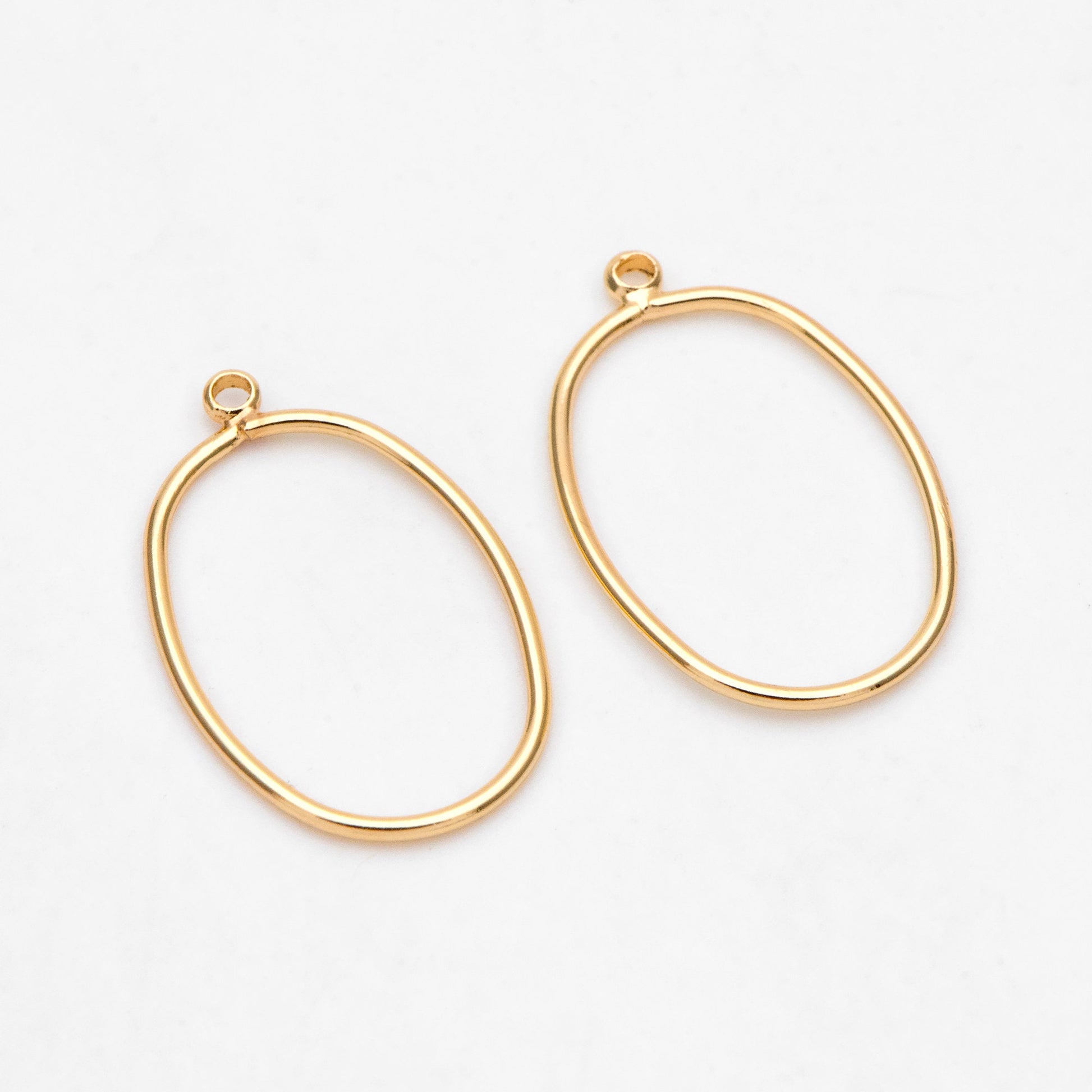 10pcs Gold Oval Link Charms 20x12mm, 18K Gold plated Brass, Geometric Hoop Pendants (GB-368-J)