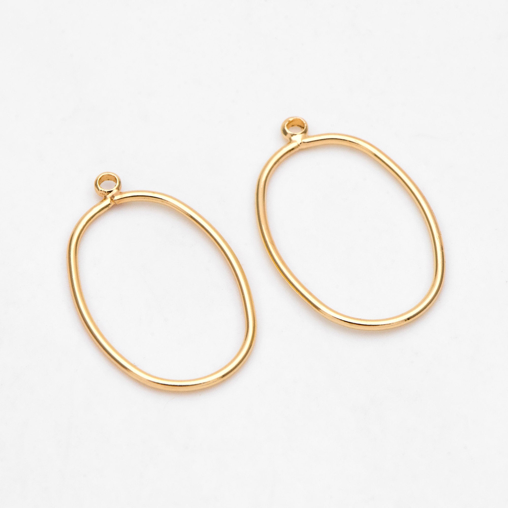 10pcs Gold Oval Link Charms 20x12mm, 18K Gold plated Brass, Geometric Hoop Pendants (GB-368-J)