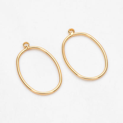 10pcs Gold Oval Link Charms 20x12mm, 18K Gold plated Brass, Geometric Hoop Pendants (GB-368-J)