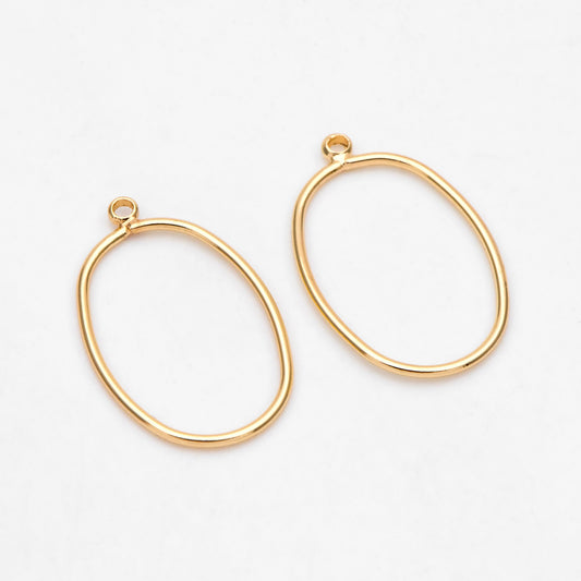10pcs Gold Oval Link Charms 20x12mm, 18K Gold plated Brass, Geometric Hoop Pendants (GB-368-J)