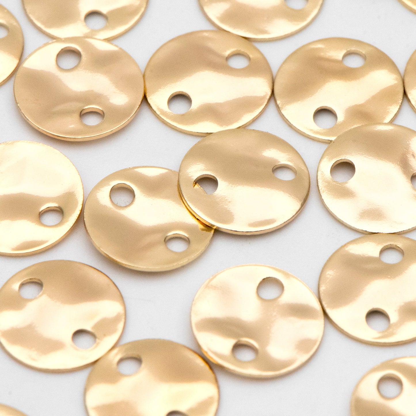 20pcs Gold Round Hammered Disc Connectors 8mm, Gold plated Brass Coin Disk Charms (GB-3176)