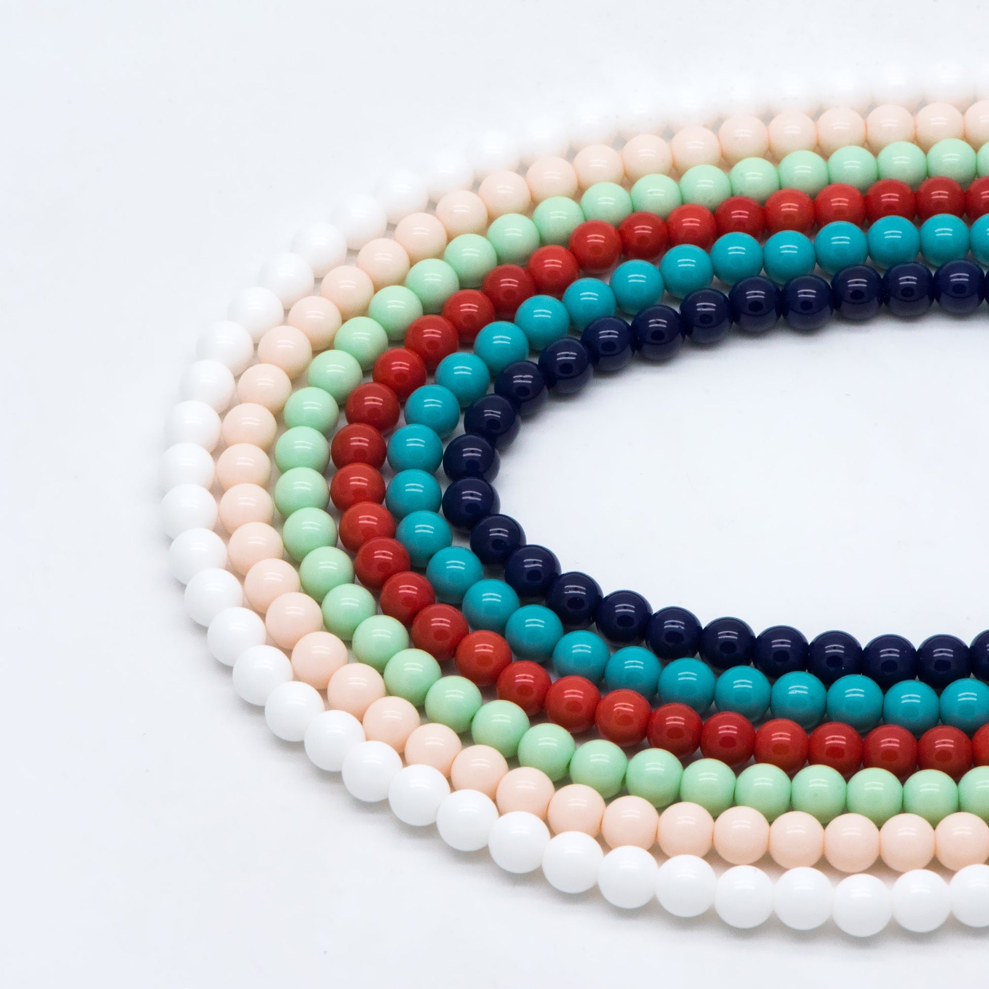 48pcs Smooth Round Glass beads 8mm, Full strand (GM-041)