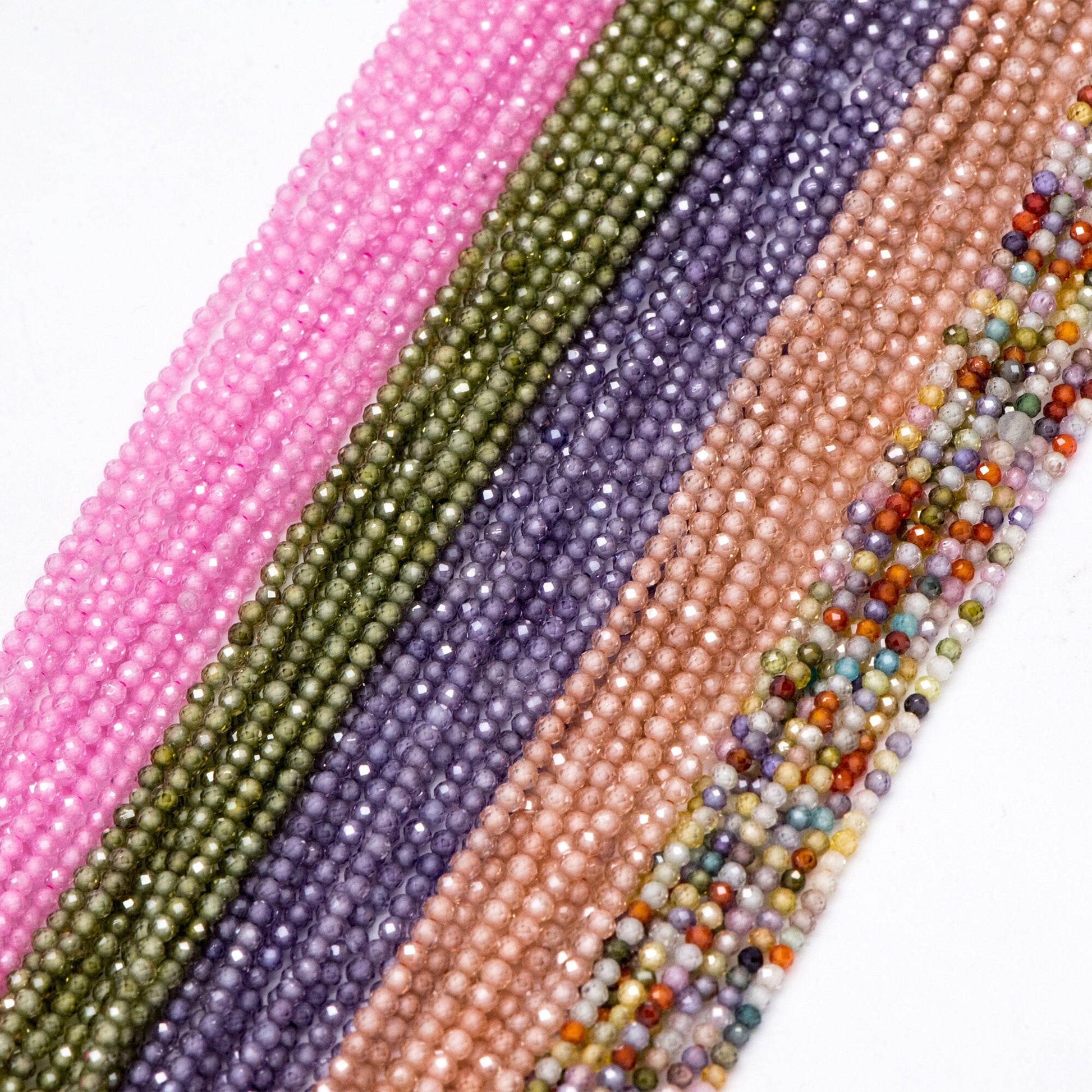 2mm Colorful Zircon Faceted Beads, Tiny Gemstone Beads, Natural Stone Beads for Jewelry Bracelet Making DIY, Full 14.5 Inch Strands (TR-008)