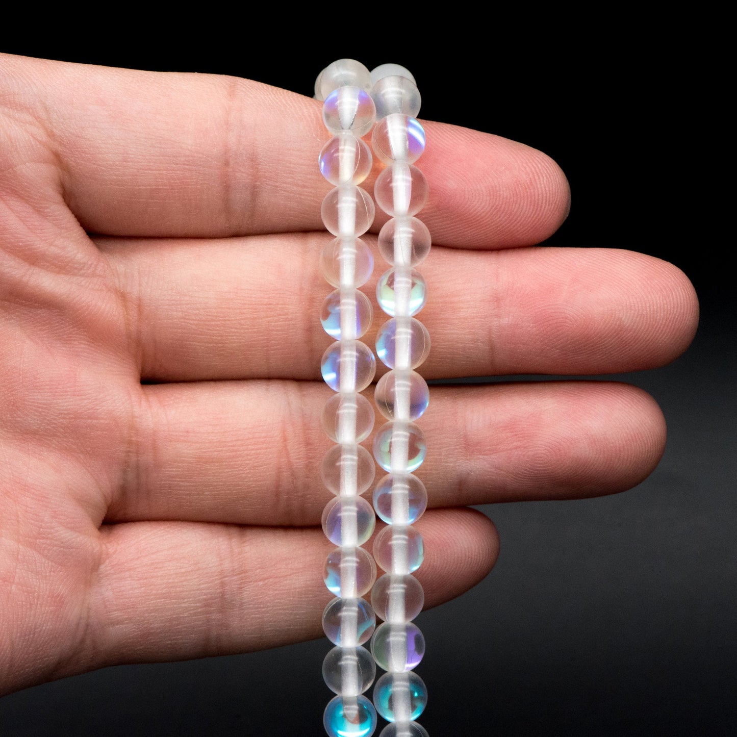 Clear Mystic Mermaid Glass Smooth Round Beads 6mm, 14.5" Strand (TR-013)