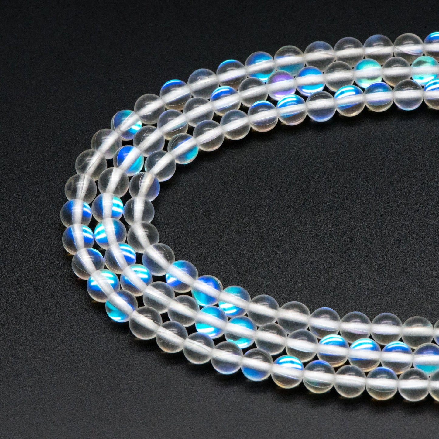 Clear Mystic Mermaid Glass Smooth Round Beads 6mm, 14.5" Strand (TR-013)