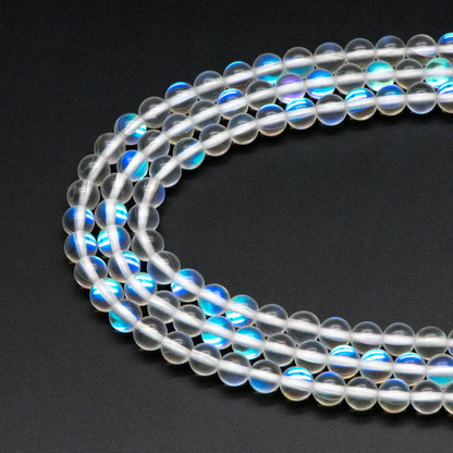 Clear Mystic Mermaid Glass Smooth Round Beads 6mm, 14.5" Strand (TR-013)