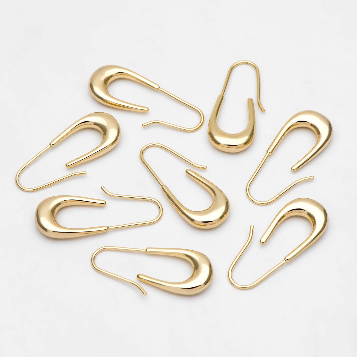 4pcs 14K Gold plated Brass Earring 32x12mm, Simple Earwires Earring Components (GB-3123)