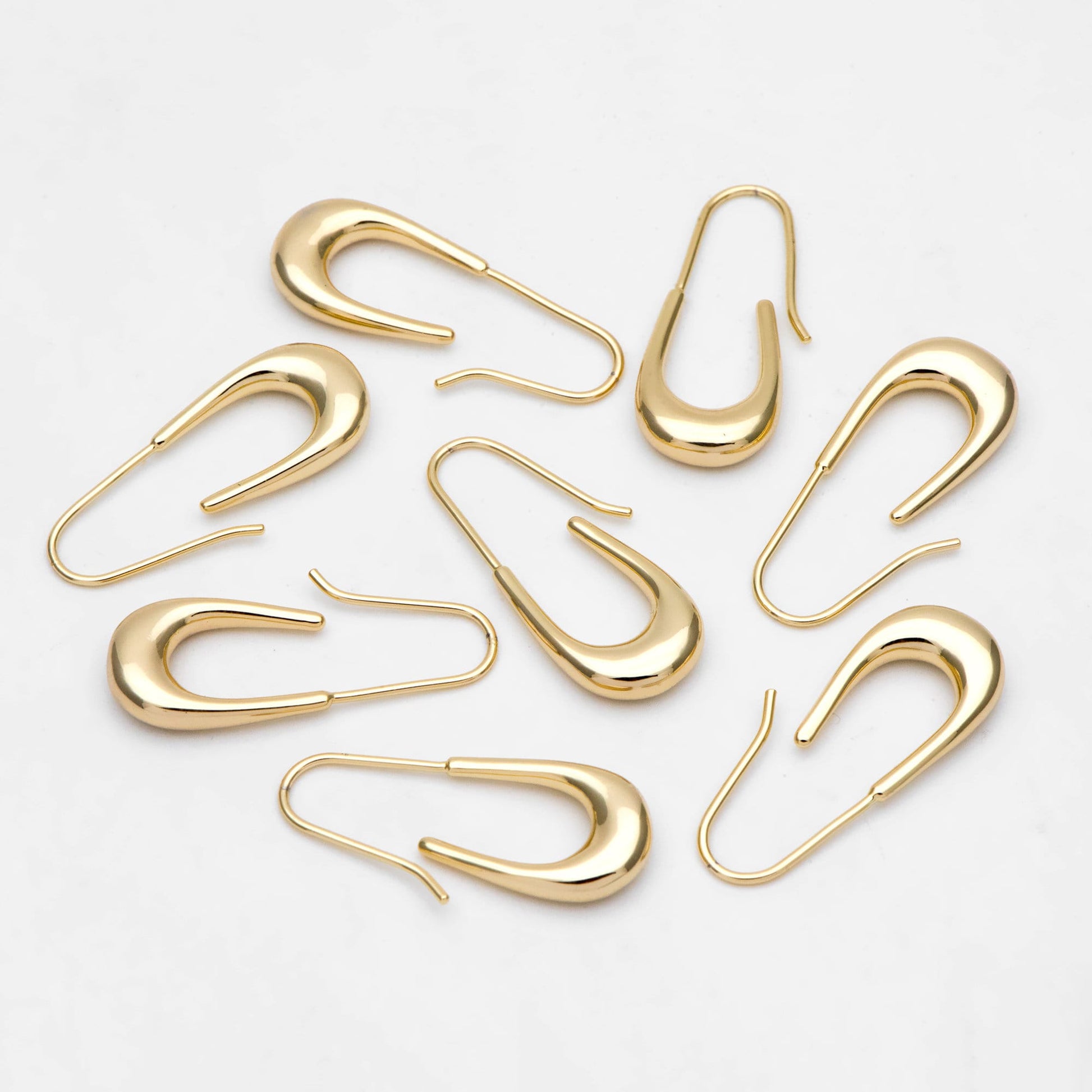 4pcs 14K Gold plated Brass Earring 32x12mm, Simple Earwires Earring Components (GB-3123)