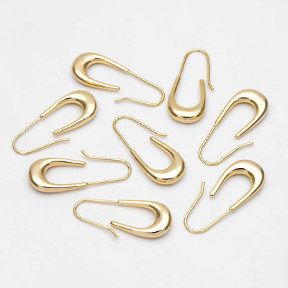 4pcs 14K Gold plated Brass Earring 32x12mm, Simple Earwires Earring Components (GB-3123)