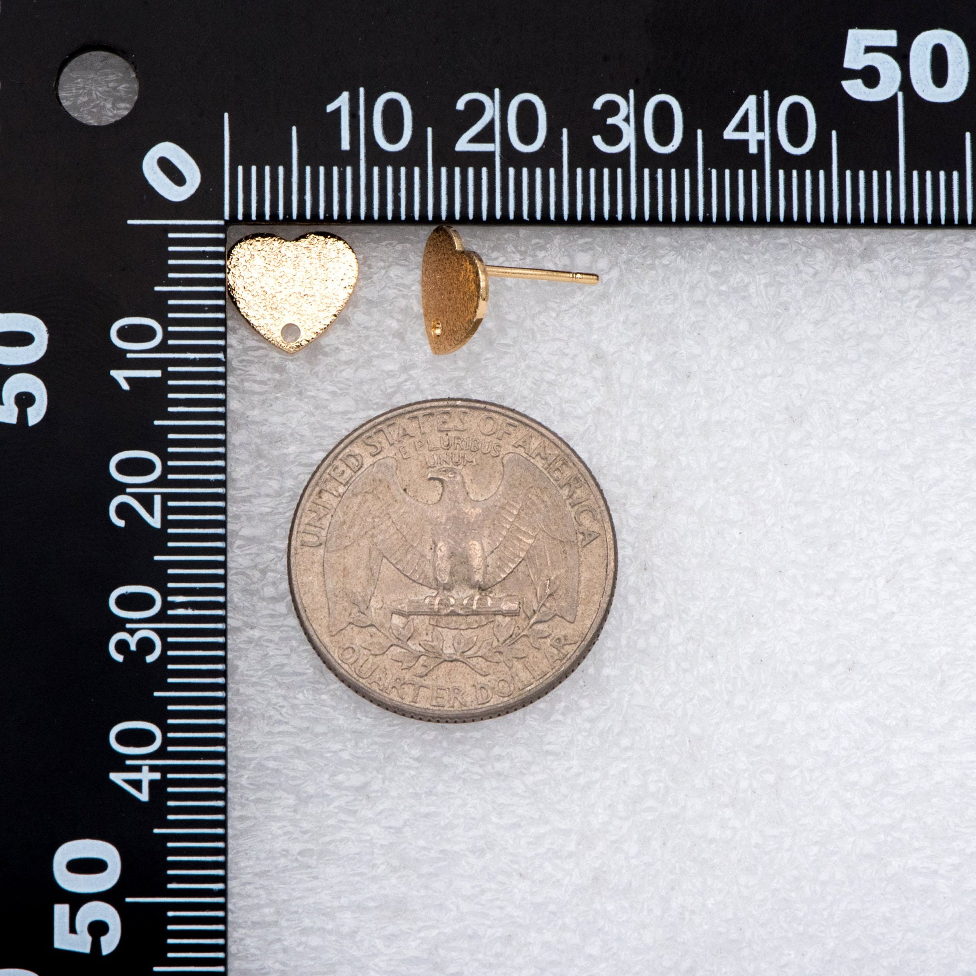 10pcs Gold Rough Heart Ear Posts, Real Gold plated Brass, Geometric Earring Studs (GB-3140)