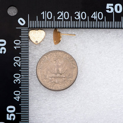 10pcs Gold Rough Heart Ear Posts, Real Gold plated Brass, Geometric Earring Studs (GB-3140)