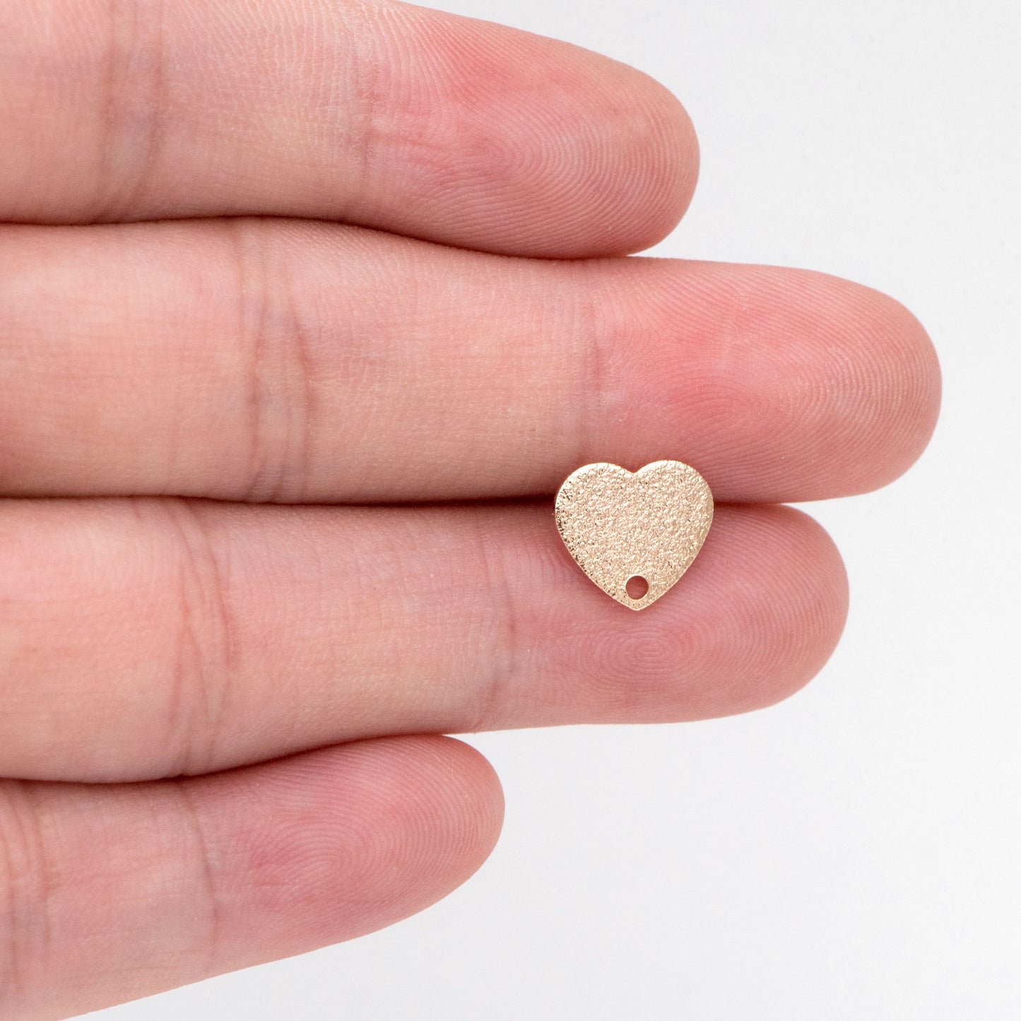 10pcs Gold Rough Heart Ear Posts, Real Gold plated Brass, Geometric Earring Studs (GB-3140)