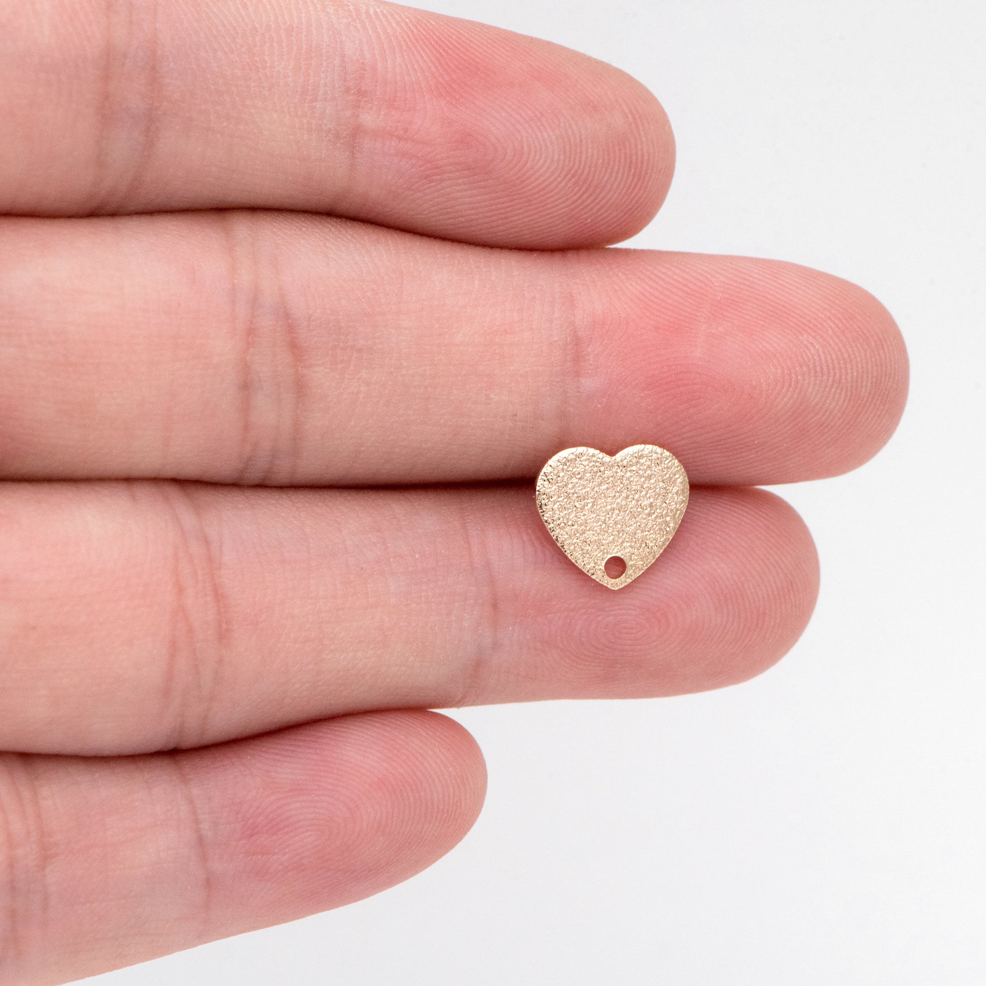 10pcs Gold Rough Heart Ear Posts, Real Gold plated Brass, Geometric Earring Studs (GB-3140)