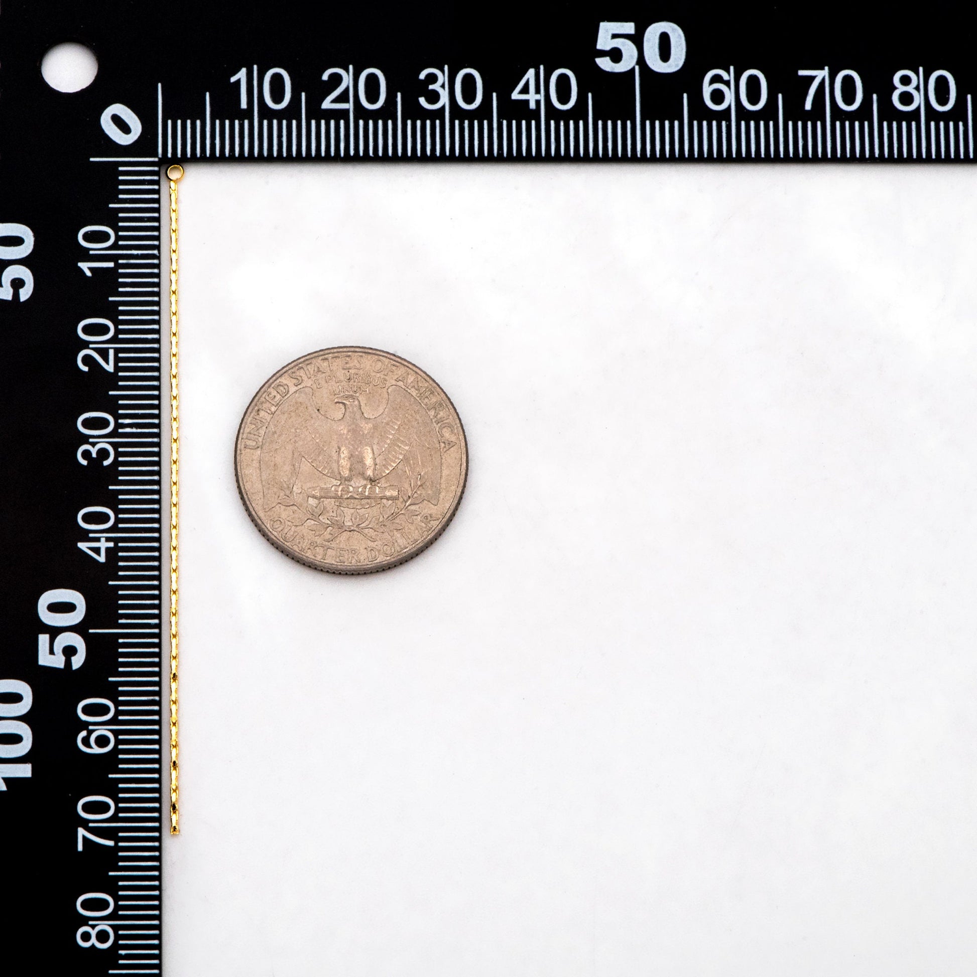 4pcs Gold Long Box Chain Charms 72mm, Gold plated Brass Chain Tassel Pendants (GB-3523-E)