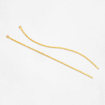 4pcs Gold Long Box Chain Charms 72mm, Gold plated Brass Chain Tassel Pendants (GB-3523-E)