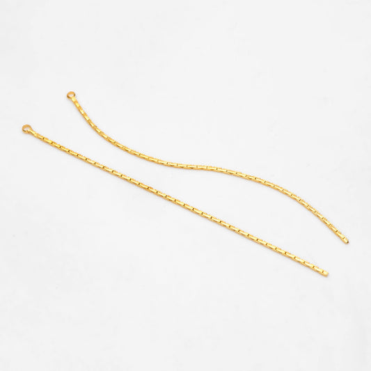 4pcs Gold Long Box Chain Charms 72mm, Gold plated Brass Chain Tassel Pendants (GB-3523-E)