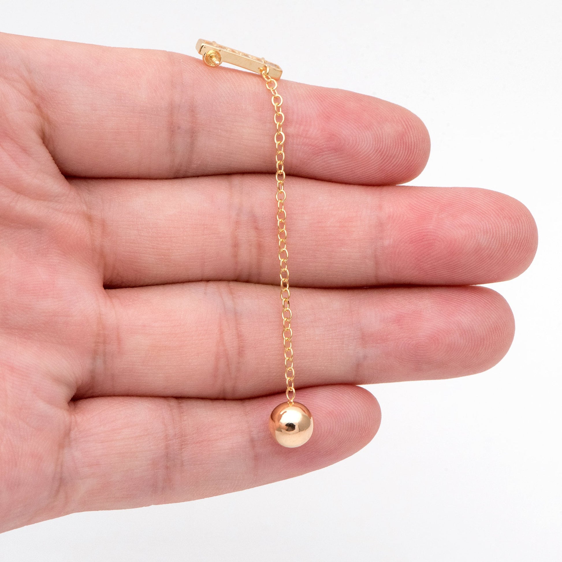 4pcs CZ connectors with 2 loops, Chain charms with Pearl Peg Mounts, Half Drilled Pearl Settings (GB-3153)