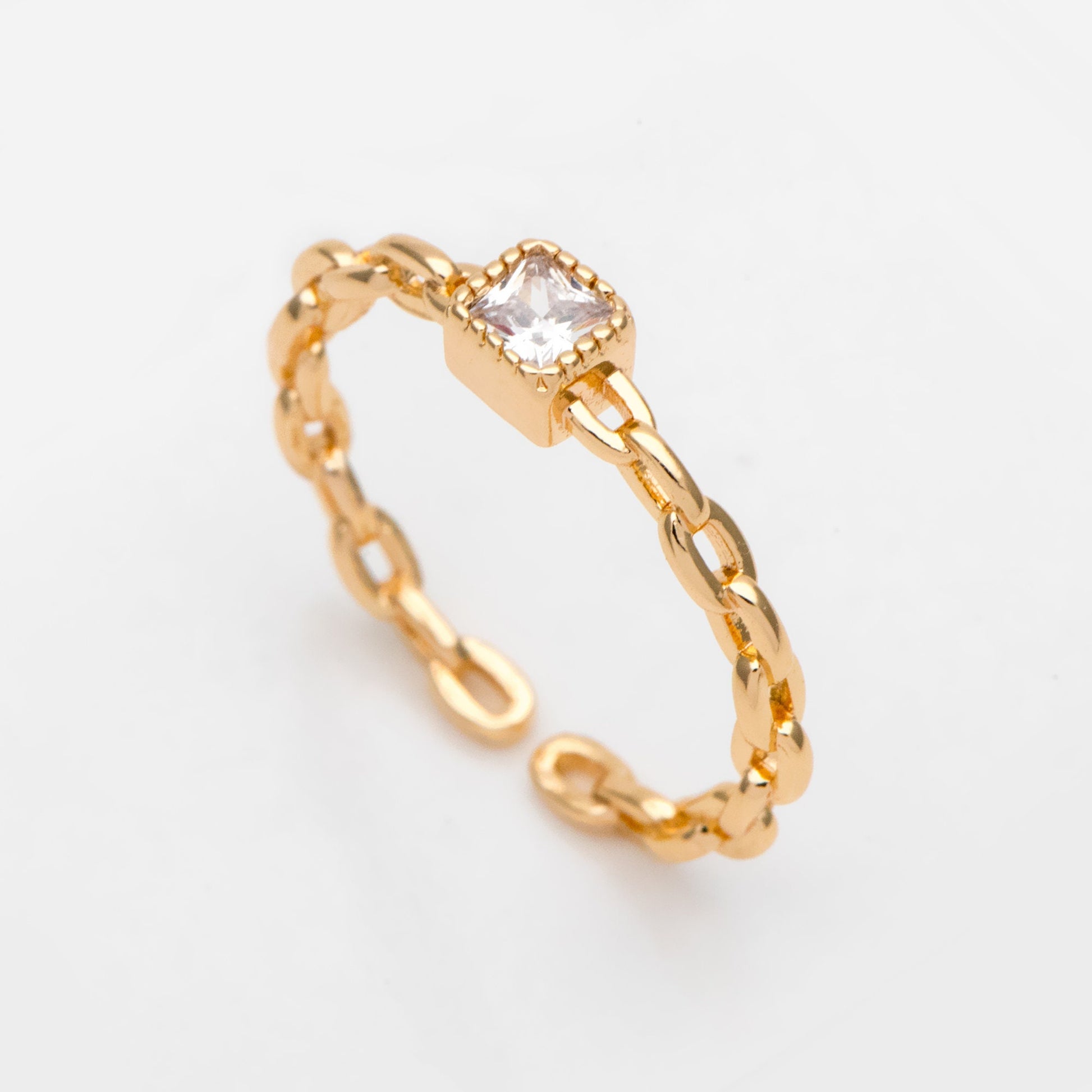 4pcs Gold CZ Pave Chain rings, Finger Ring, Everyday Ring, Fashion Rings, Dainty Rings, Adjustable Ring (#JZ-015-B)