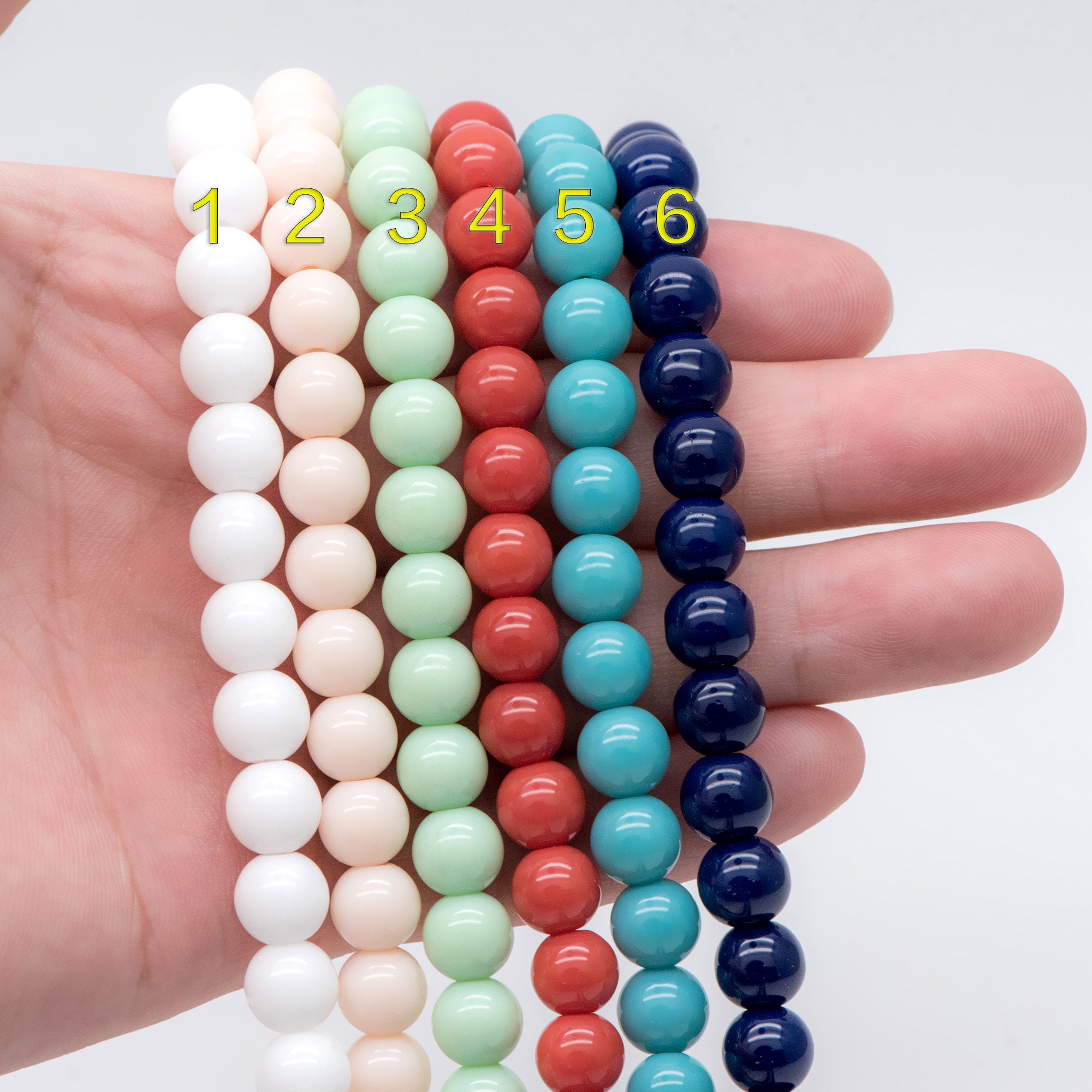 48pcs Smooth Round Glass beads 8mm, Full strand (GM-041)