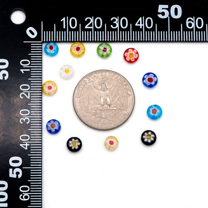 6-7mm Mix Color Flat Round Beads, Lampwork Glass Beads - (LL-53)/ 60Pcs