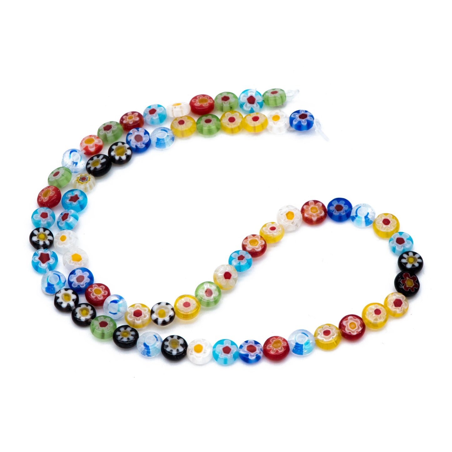 6-7mm Mix Color Flat Round Beads, Lampwork Glass Beads - (LL-53)/ 60Pcs