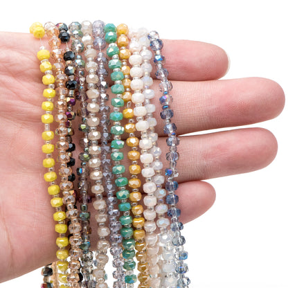 140pcs Faceted Crystal Rondelle Beads 4x3mm, Sparkly Glass Spacer Beads (TS-121)