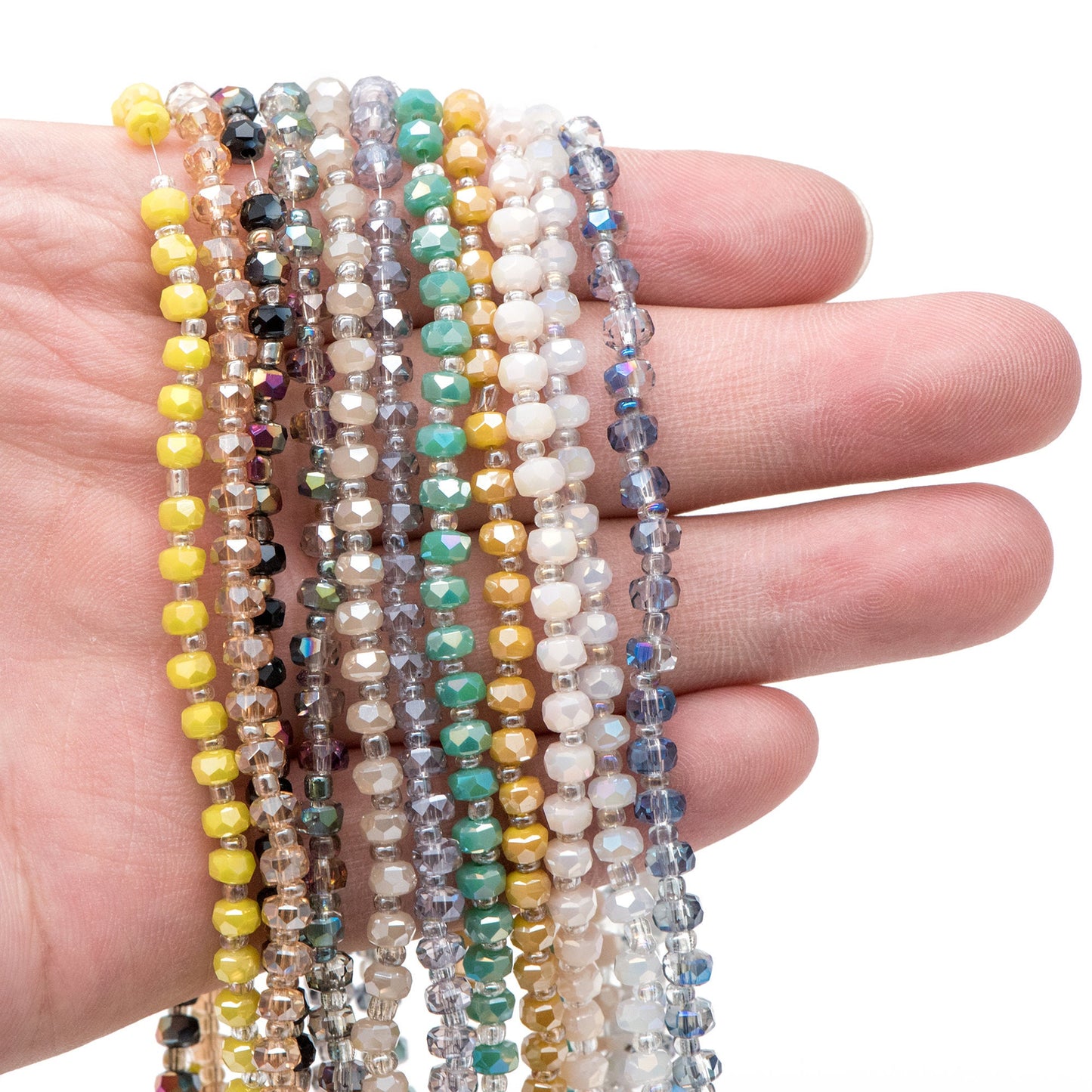 140pcs Faceted Crystal Rondelle Beads 4x3mm, Sparkly Glass Spacer Beads (TS-121)