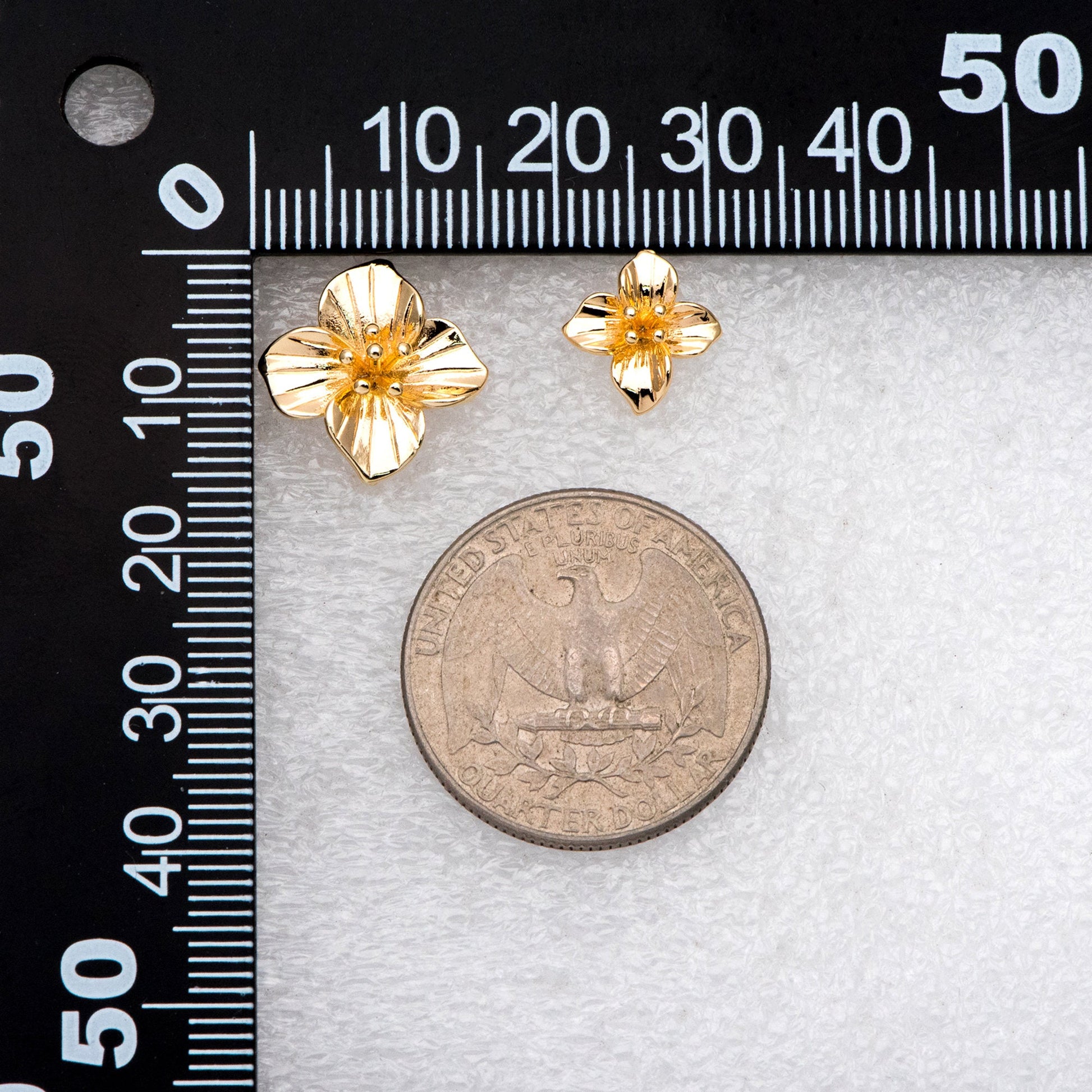 10pcs Gold/ Silver Flower Earring Post with Loop, 10mm/ 15mm, Floral Stud Earrings (GB-3155)