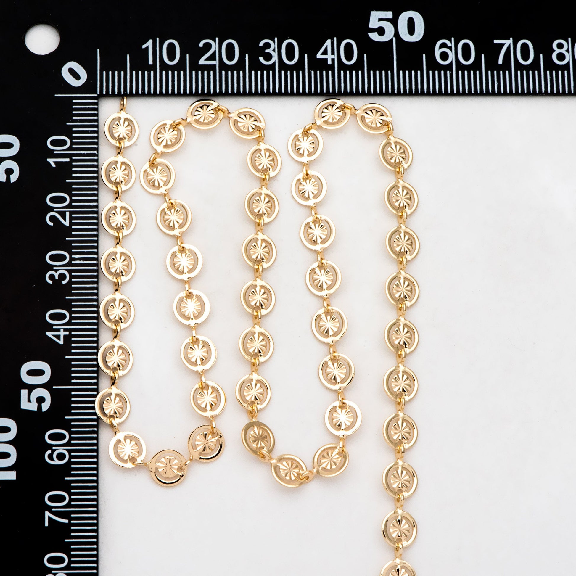 Gold/ Silver Round Disc Chains 6mm, Gold/ Rhodium plated Brass, Disk Coin Geometric Chain (#LK-582)/ 1 Meter=3.3ft