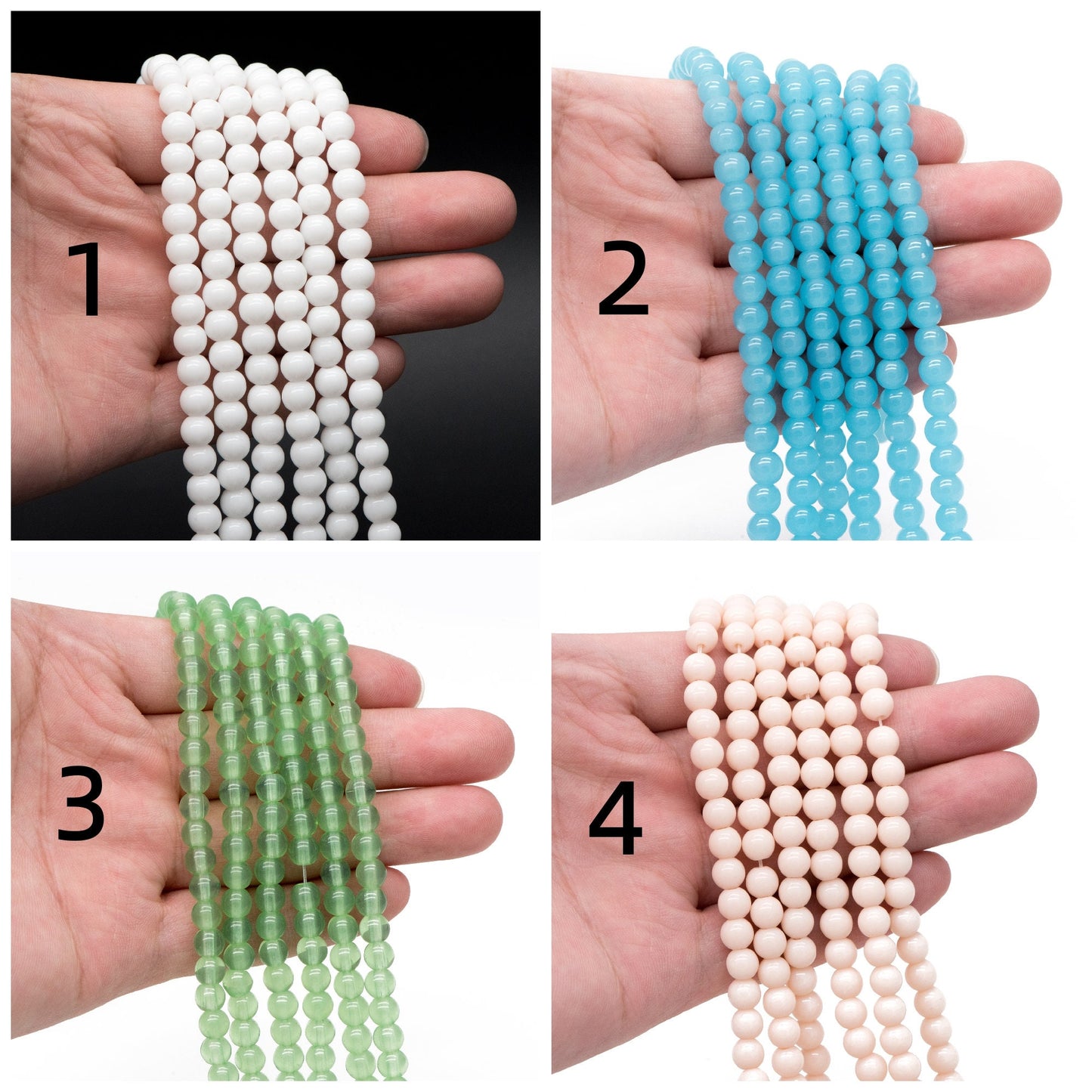 65pcs Smooth Round Glass beads 6mm, Full strand (GM-043)