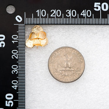 10pcs Gold Rough Flower Ear Posts 15x15mm, Pearl Peg Earring Mounts, Foral Stud Earrings with Peg (GB-3212)