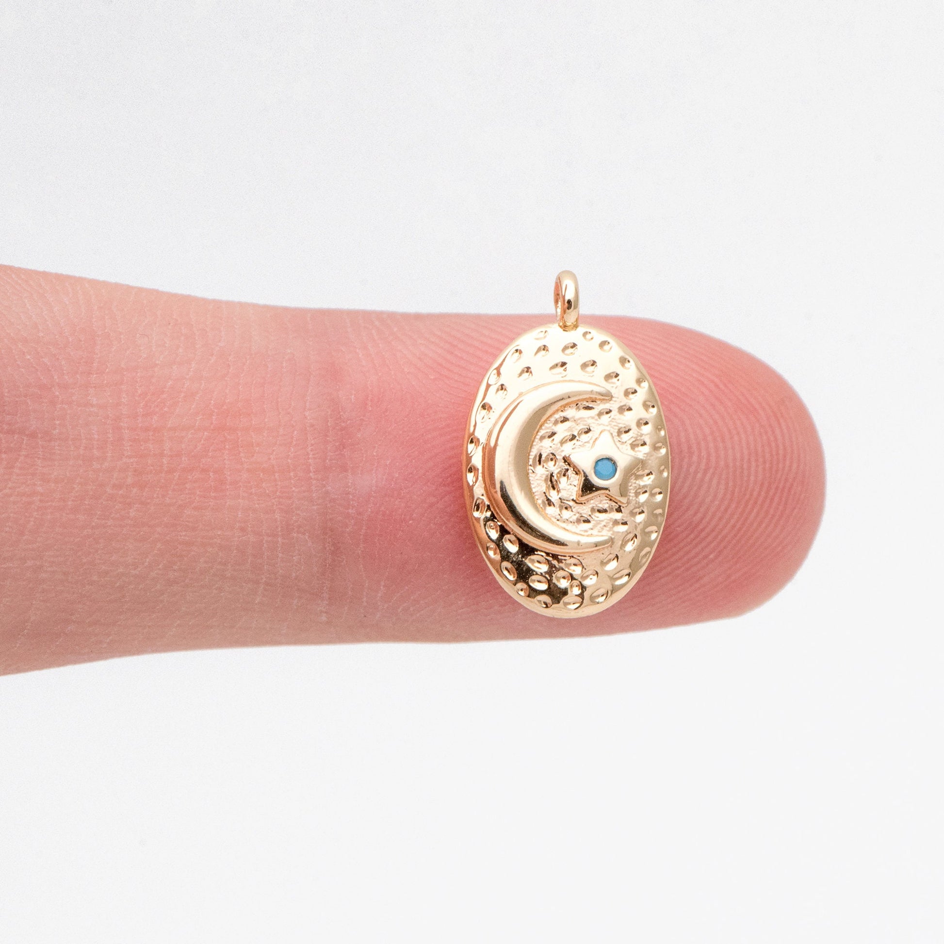 4pcs Gold Oval Moon Star Charms, Earring Findings, Jewelry Making, Diy Material, Jewelry Supplies (GB-2433-E)