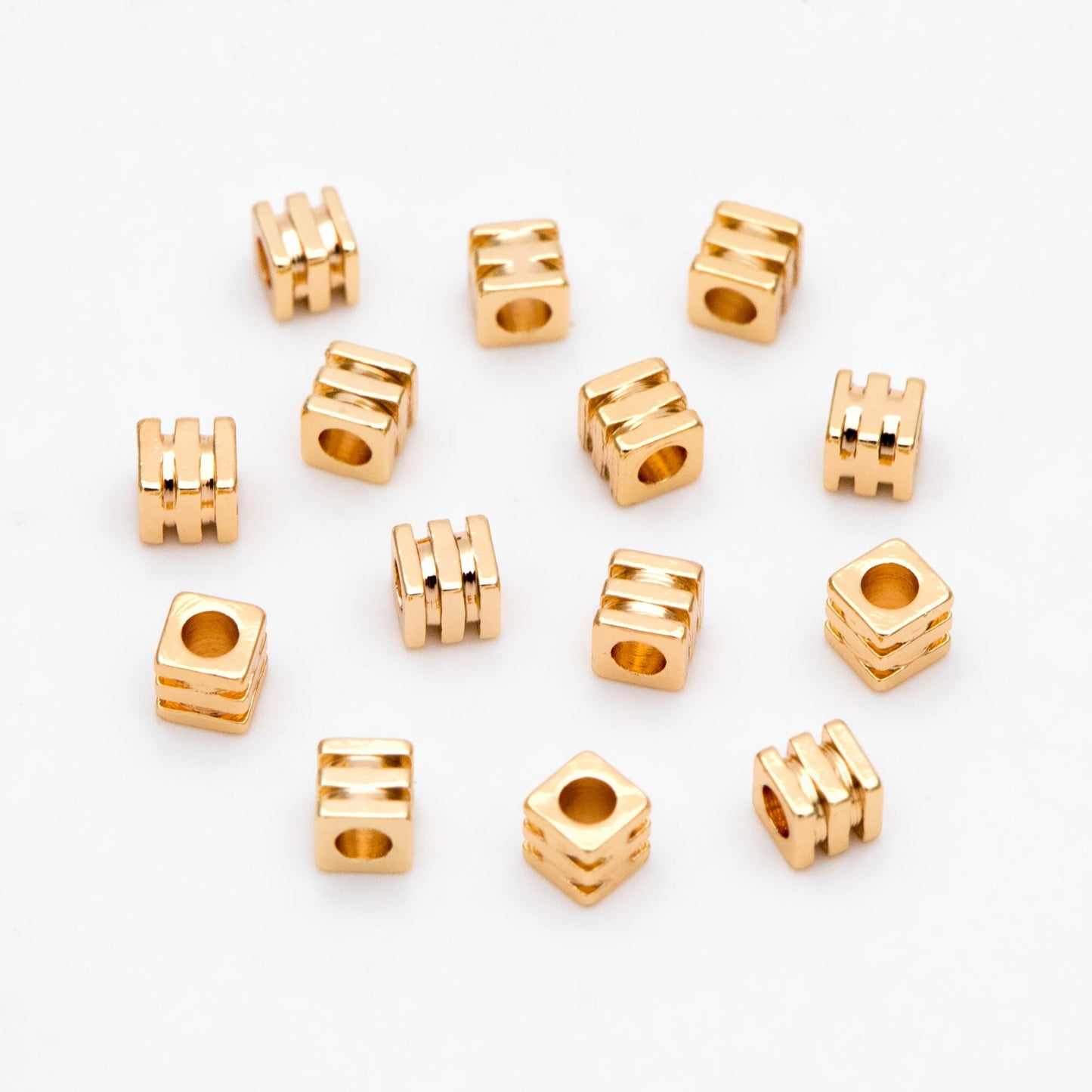 20pcs Gold Cube Spacer Beads 3mm, Real Gold plated Brass Square Beads, Lead Nickel Free (GB-3188)