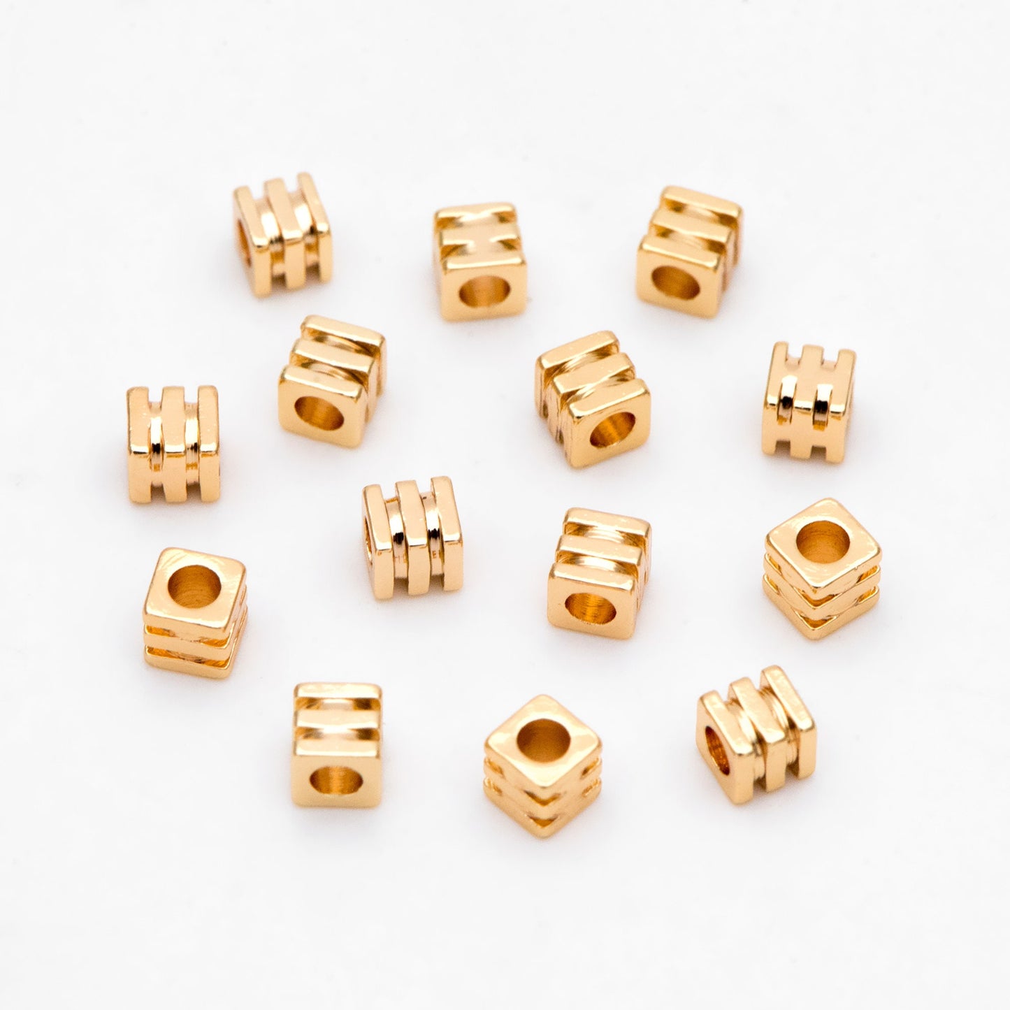 20pcs Gold Cube Spacer Beads 3mm, Real Gold plated Brass Square Beads, Lead Nickel Free (GB-3188)