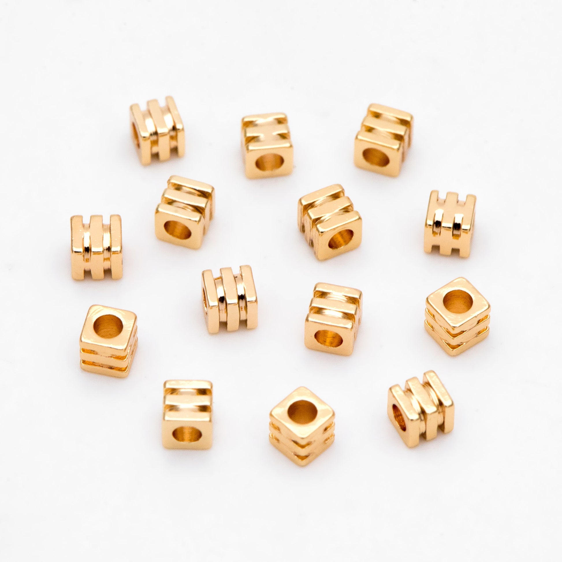 20pcs Gold Cube Spacer Beads 3mm, Real Gold plated Brass Square Beads, Lead Nickel Free (GB-3188)