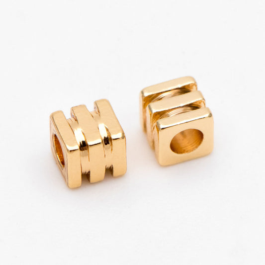 20pcs Gold Cube Spacer Beads 3mm, Real Gold plated Brass Square Beads, Lead Nickel Free (GB-3188)