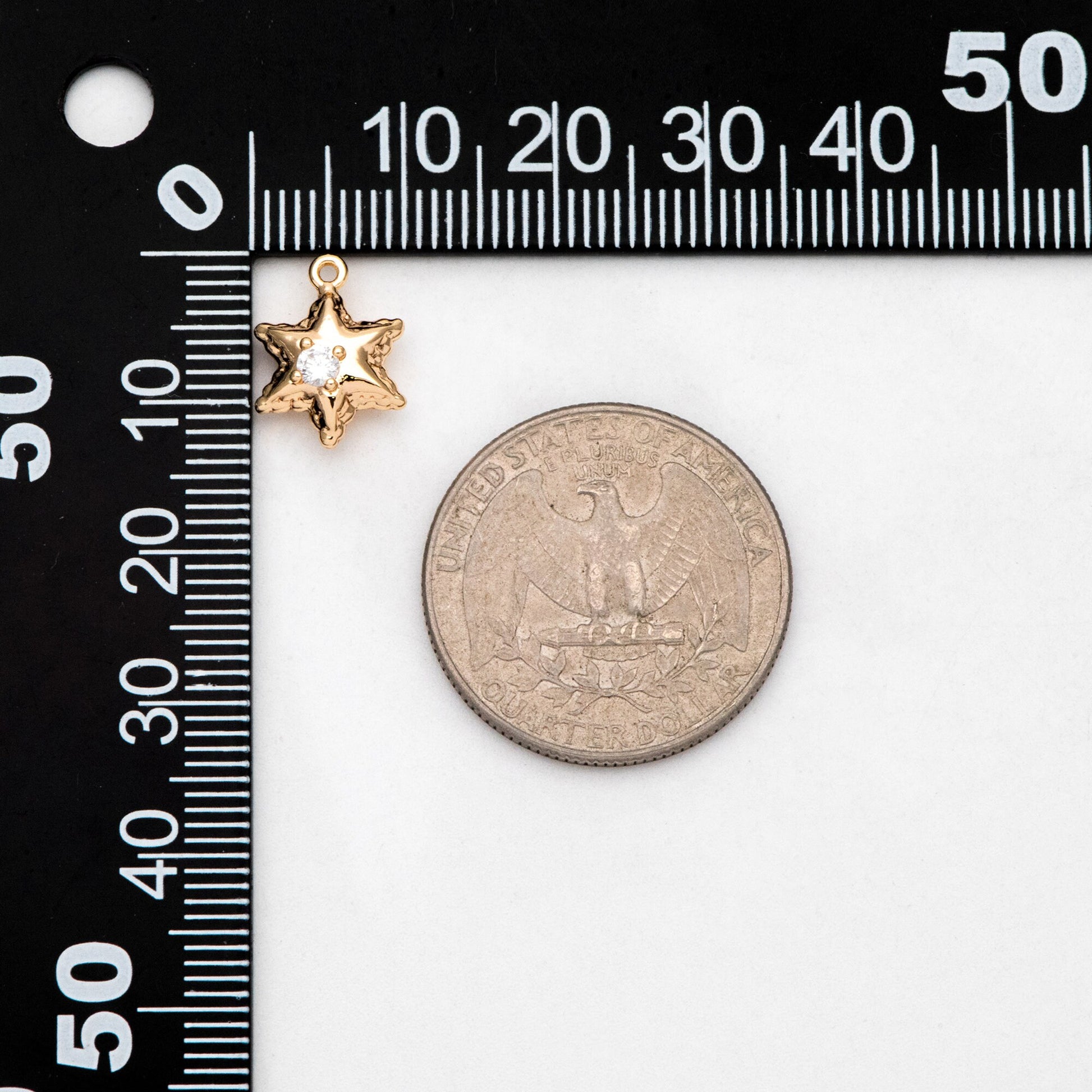 4pcs CZ pave Star Charms 13x10mm, Gold Star Pendants for Necklace/ Earrings, Jewelry Making Supplies (GB-1048-E)