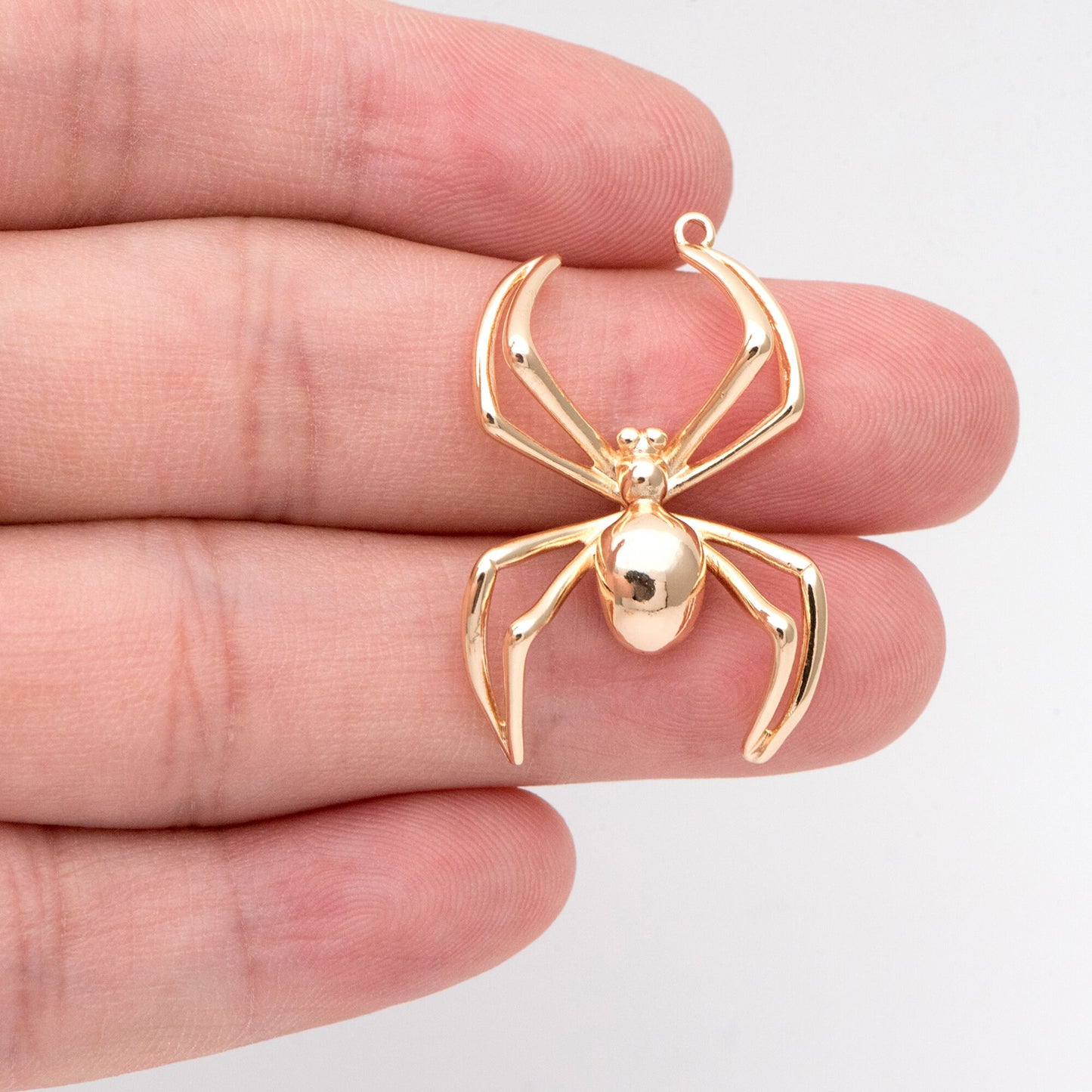 4pcs Gold/ Silver Spider Charms, Real Gold/ Rhodium plated Brass, Araneid Pendants (GB-672-D)