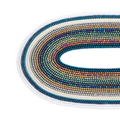 175pcs Smooth Round Glass beads 2mm, Metallic Color beads, 14" Strand (GM-038)