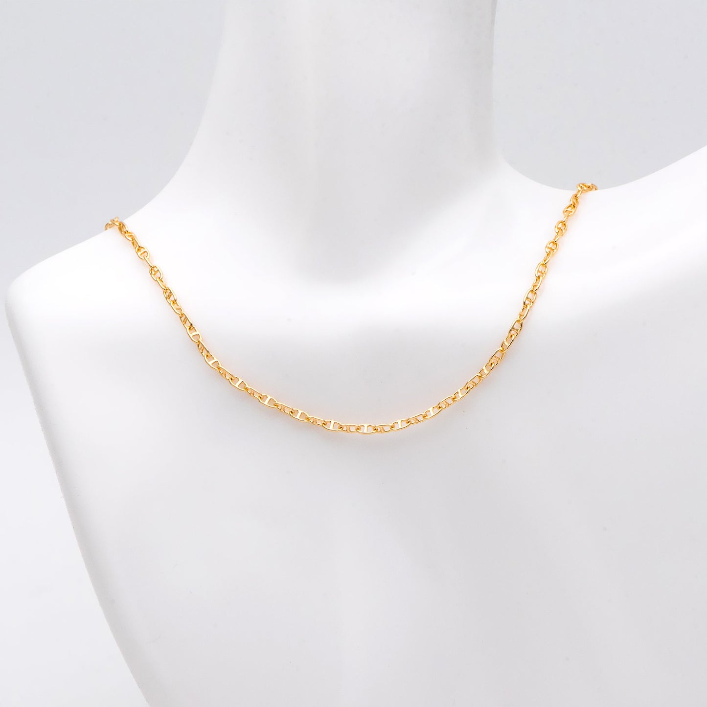 Dainty Mariner Anchor Chain 2mm, Oval Link Chain, 18K Gold plated Brass Chain, Necklace Findings Wholesale (#LK-583)/ 1 Meter=3.3 ft