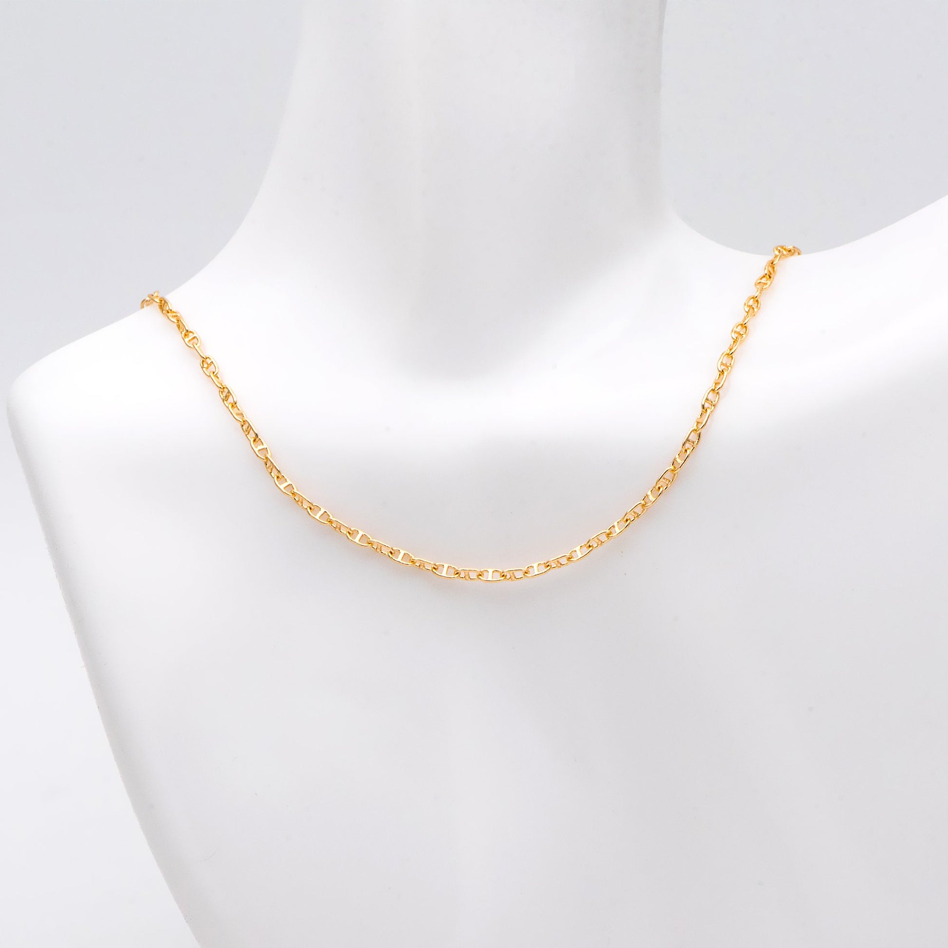 Dainty Mariner Anchor Chain 2mm, Oval Link Chain, 18K Gold plated Brass Chain, Necklace Findings Wholesale (#LK-583)/ 1 Meter=3.3 ft