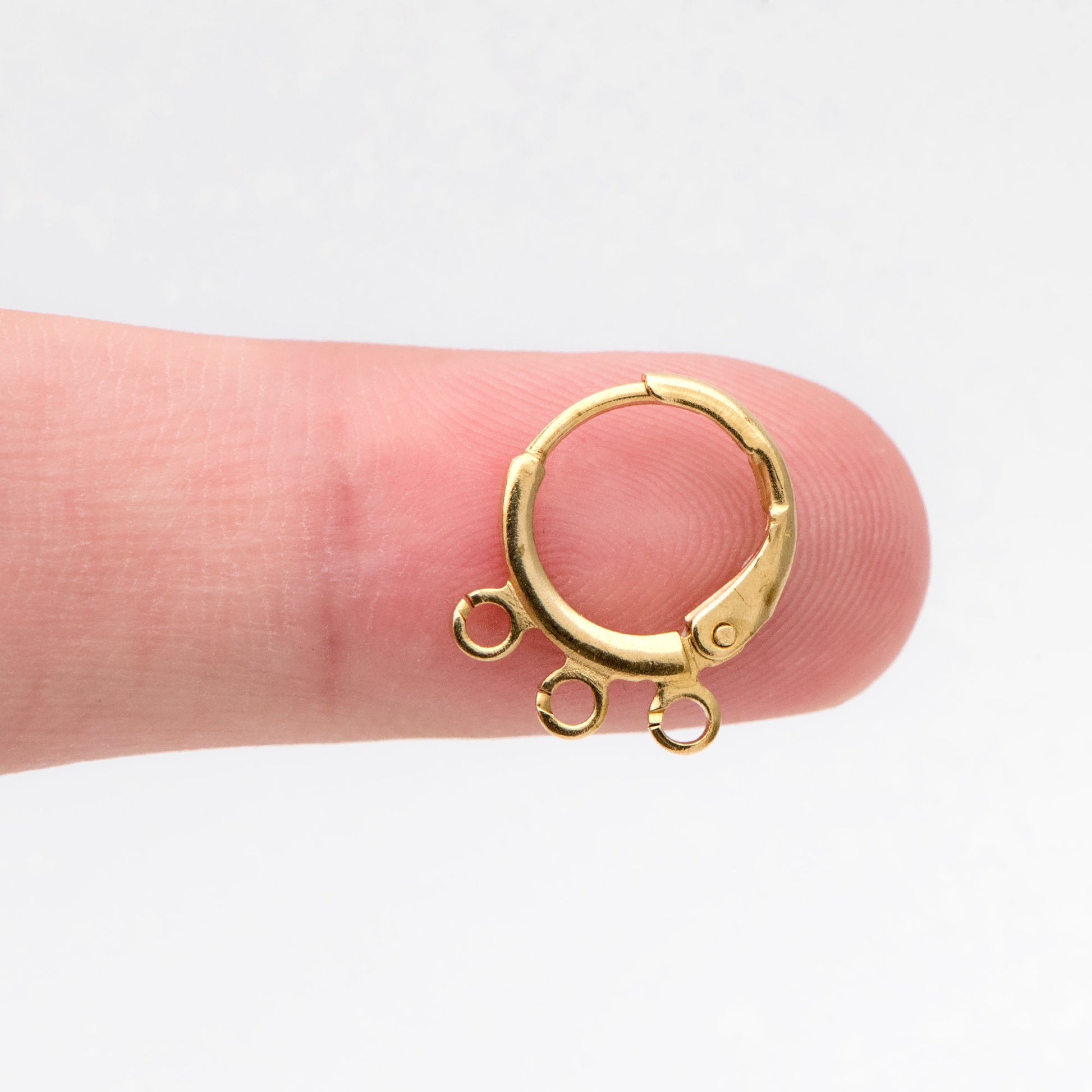 20pcs Raw Brass Round Leverback Earrings, Brass Ear Hooks with Three Loops (RB-310)